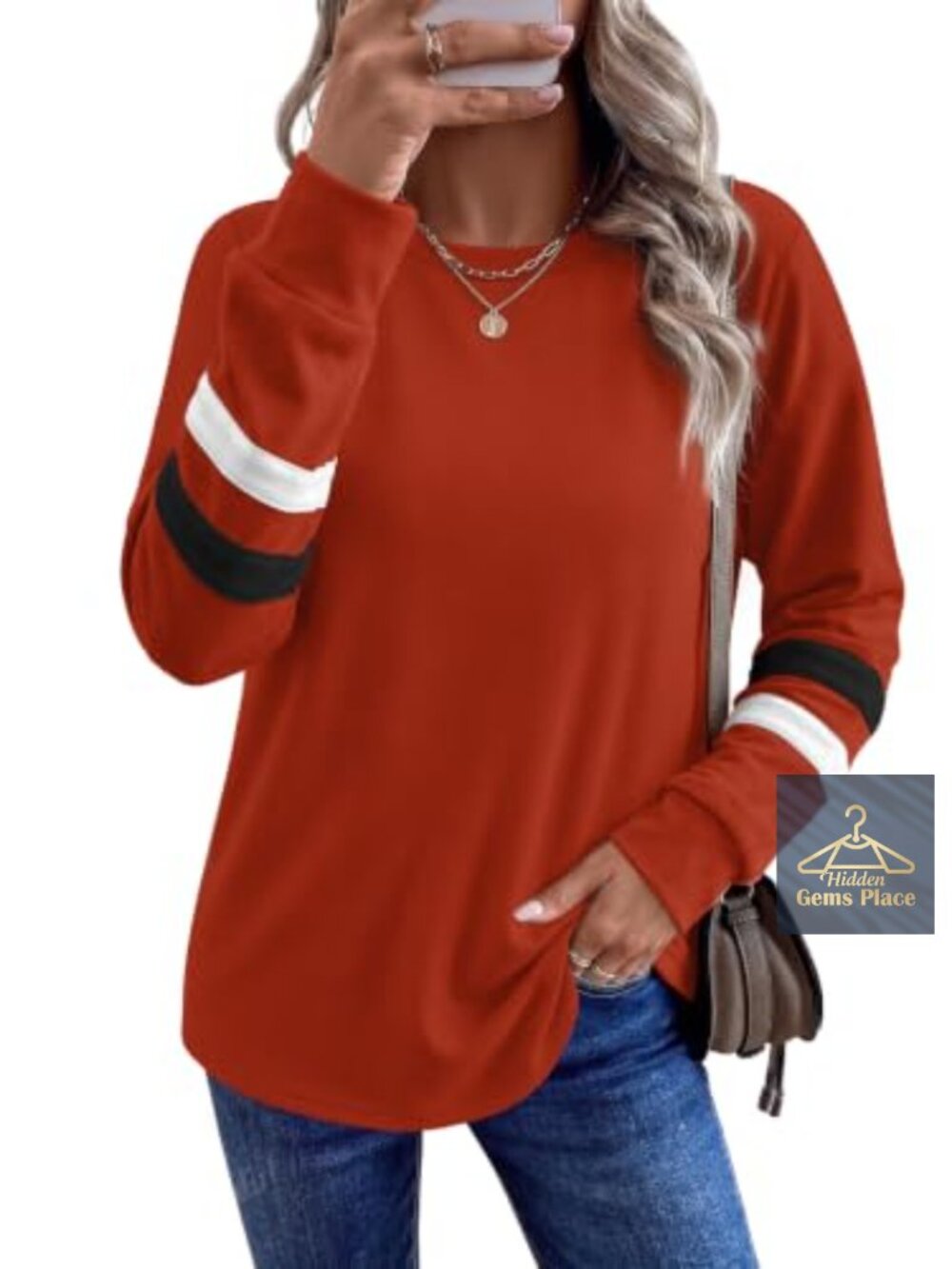 Womens Long Sleeve Crewneck Sweatshirt Lightweight Tunic Pullover Casual